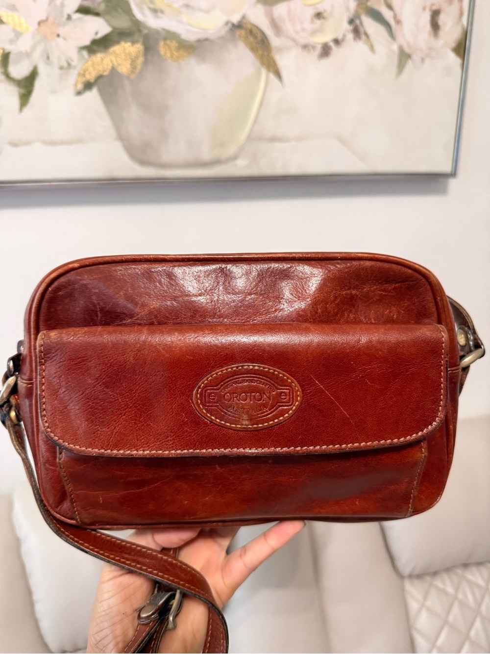 Oroton Chestnut Leather Belt Bag